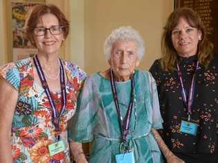 Barbara Webster (nee Cole) class of '64, Joyce Marler (nee Ewings) class of '36, and principal Kirsten Dwyer. Picture: Jann Houley