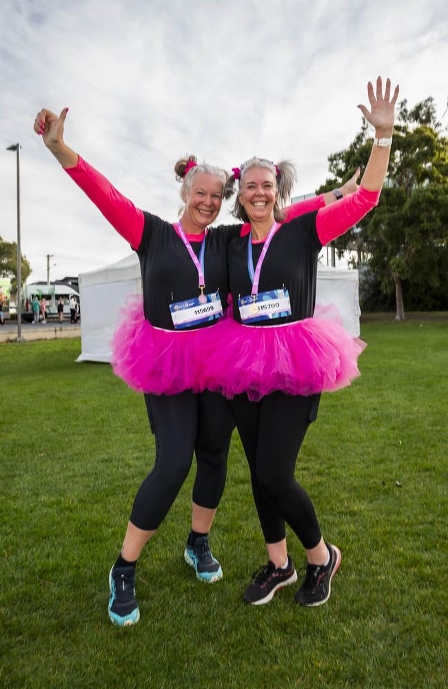 Becky Lockley and Kris Lockley participating in Mother's Day Classic 2025 at Bellerive Park. Picture: Caroline Tan