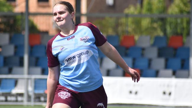 CQ Capras women go through their paces in a trial match against the clubâ€™s under-19s at Browne Park on Saturday, February 12, 2022.