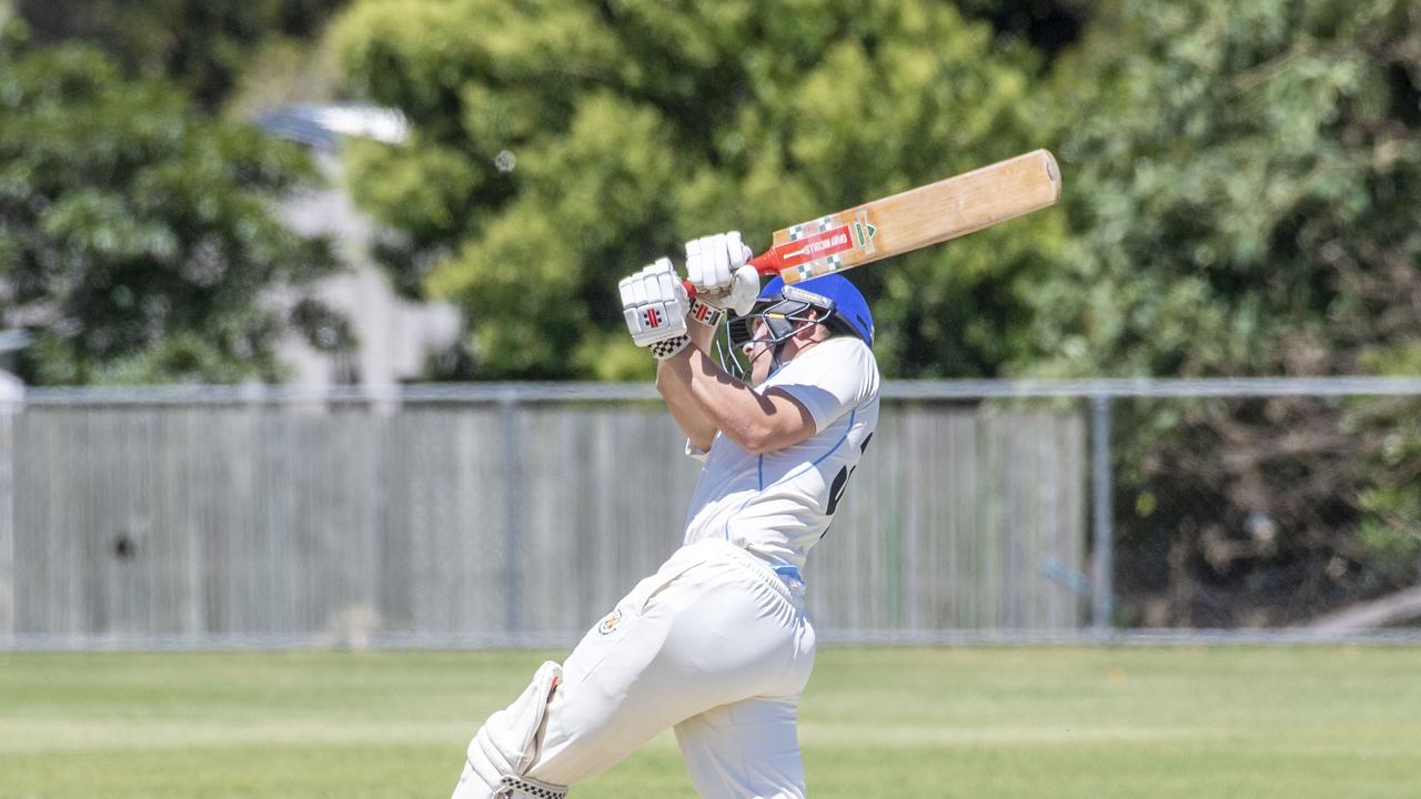 Sam Titterton bats for Wests. Western Districts vs Met Easts, reserve grade cricket. Saturday, November 26, 2022. Picture: Nev Madsen.