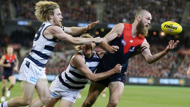 Melbourne had the last laugh against Geelong in the 2018 elimination final. Picture: Michael Klein