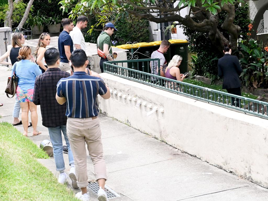 Hopeful renters checking out a place in the Eastern Suburbs as people flock back to the city. Picture: Jeremy Piper