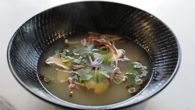 Duck and miso soup at The Duck Room at Bowen Hills. Picture: Mark Cranitch.