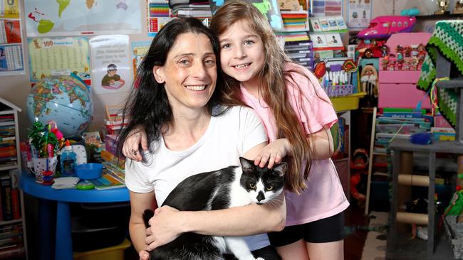 Seven-year-old Olivia has special needs and is home schooled by her mum. Picture: Toby Zerna