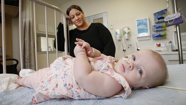 Baby Finley with her mum, Chantell. Picture: David Caird