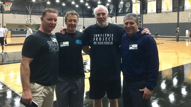 O'Brien, Bellamy and Frank Ponissi with legendary US basketball coach Gregg Popovich.