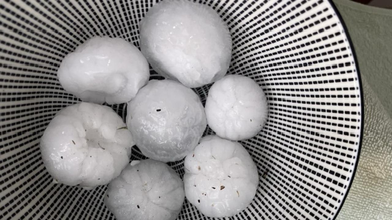 Hailstones were reported as ranging from the size of golf balls to tennis balls. Picture: Karen Stephens/Facebook