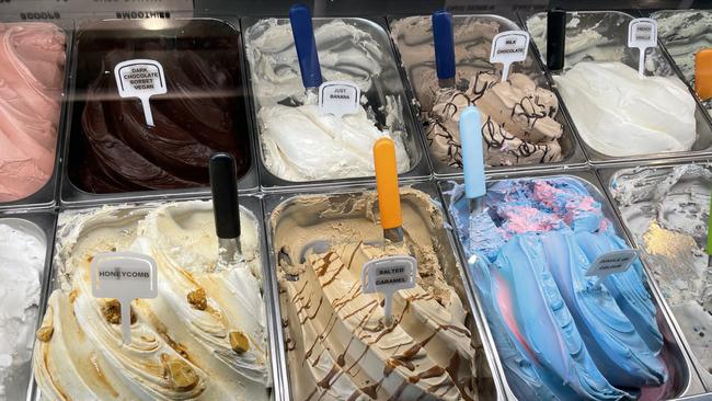 The flavours available at Masika Ice Cream Jungle of Colour in Ringwood North. Picture: Kiel Egging.