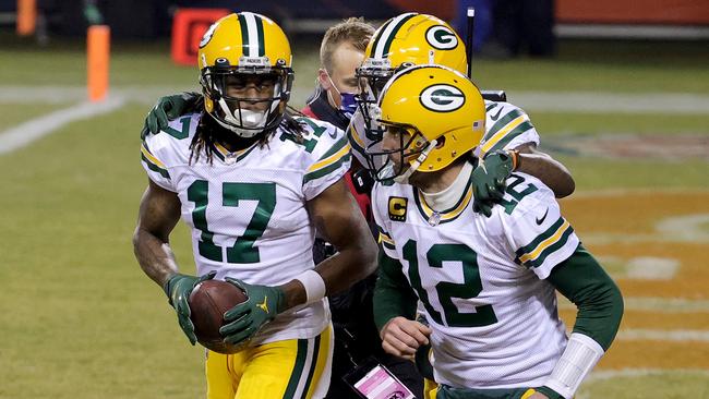 Davante Adams and Aaron Rodgers have been a deadly duo, leading Green Bay to the top seed in the NFC. Photo: Jonathan Daniel/Getty Images/AFP