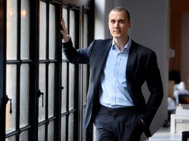 03/04/2018  Six park head of business development and former AFL player Ted Richards in his Melbourne office.Picture David Geraghty / The Australian.