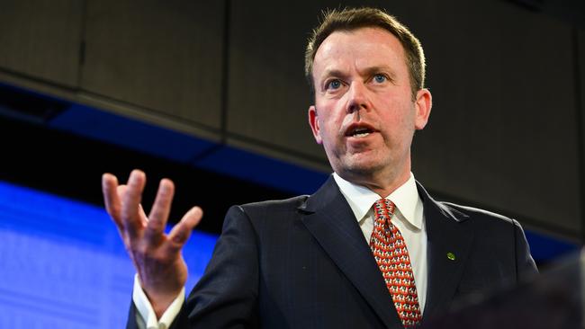 Education Minister Dan Tehan, speaking at the National Press Club in Canberra, said he would consult on the Napthine Report’s recommendations. Picture: AAP Image/Rohan Thomson