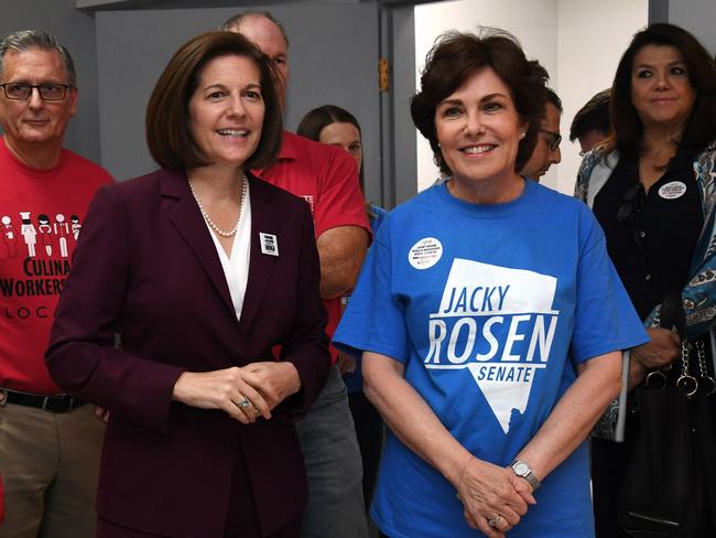 Democrats Catherine Cortez Masto and Jacky Rosen do some last-minute campaigning in Las Vegas. Picture: Getty Images/AFP