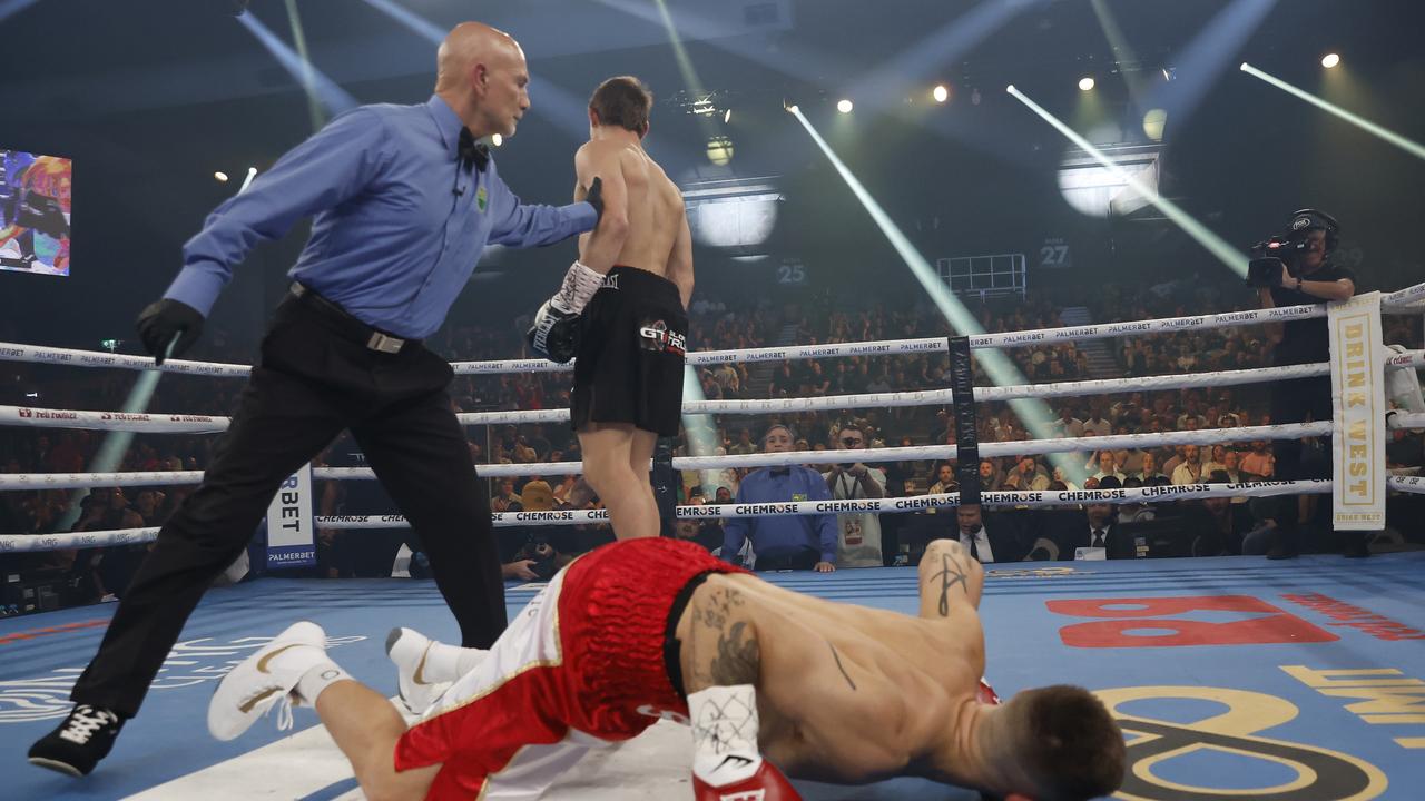 Nikita Tszyu only needed one round to finish the job. (Photo by Mark Evans/Getty Images)