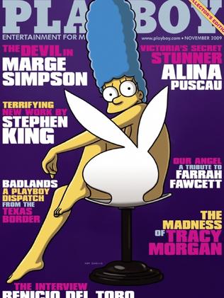 The cover of the November 2009 issue featuring Marge Simpson is shown. Picture: Supplied