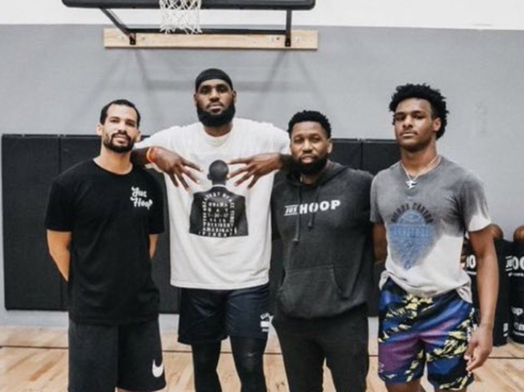 LeBron James and Bronny in the gym. Photo: Instagram.