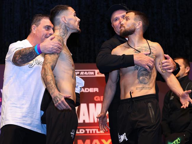 George Kambosos Jr vs Vasiliy Lomachenko Weigh-In. C/O Mikey Williams: Top Rank.