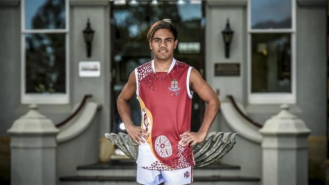 Football prospect Isaiah Dudley at Prince Alfred College. Picture: AAP/Roy VanDerVegt