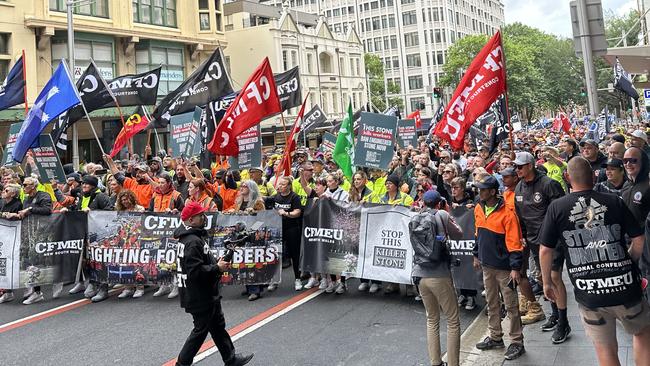 CFMEU workers march in Sydney. Picture: Supplied