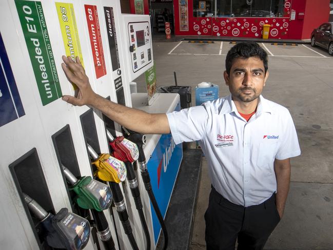 23/10/2020: United franchise owner Jigar Patel at his United service station in Wallan. He is a whistle blower on United Petrol selling E10 fuel containing less than 1 per cent ethanol after he had tests conducted on the fuel.Picture: David Geraghty