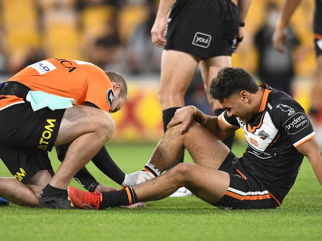 An early injury to young fullback Daine Laurie gave Tigers fans cause for concern. (Photo by Albert Perez/Getty Images)