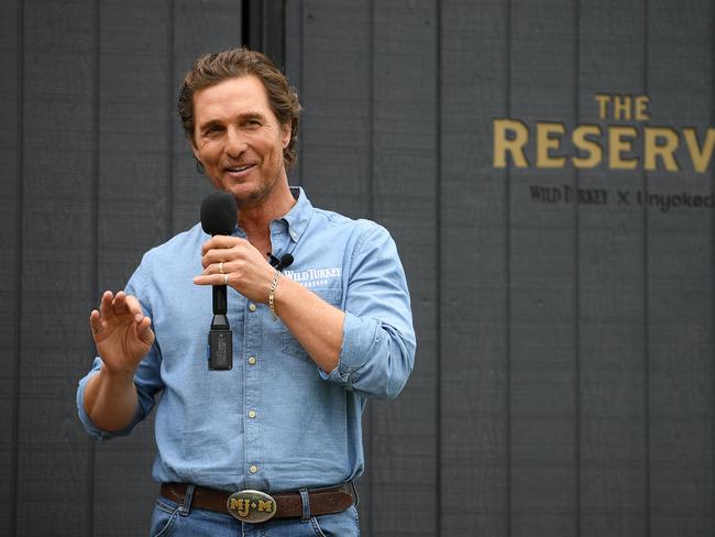 US actor Matthew McConaughey speaks to media during a promotional event at the Royal Botanic Gardens in Sydney. Picture: Dan Himbrechts