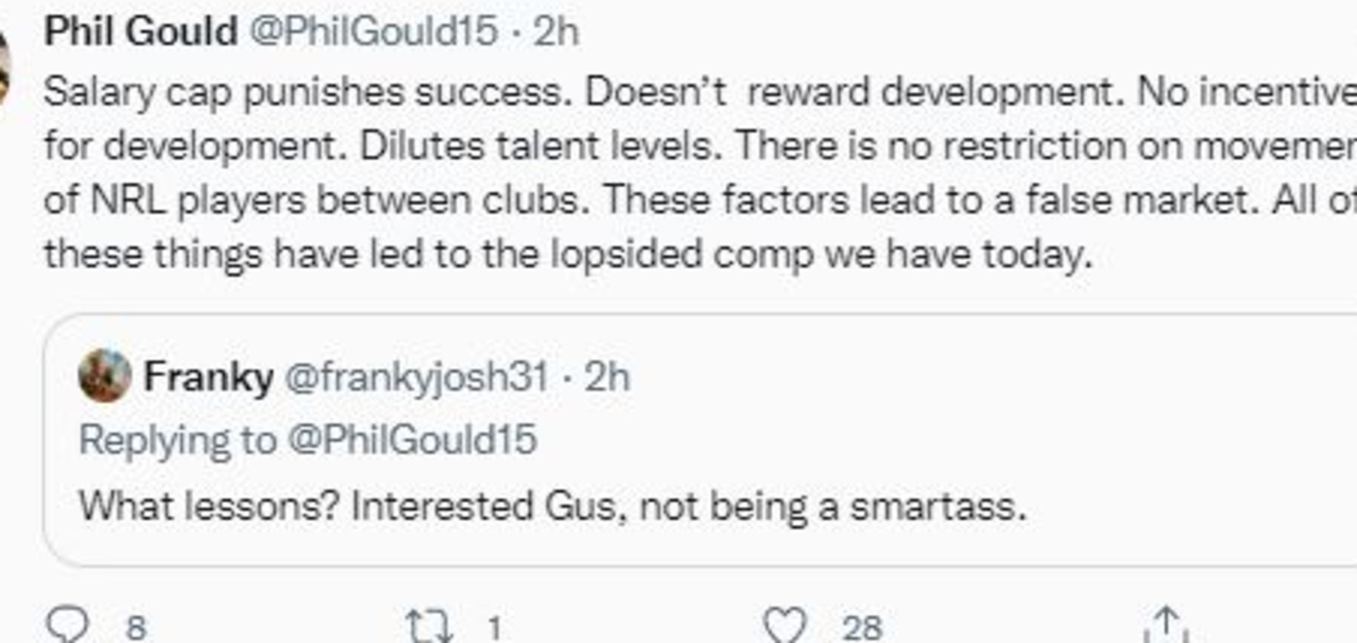 One of Phil Gould’s salary cap tweets.