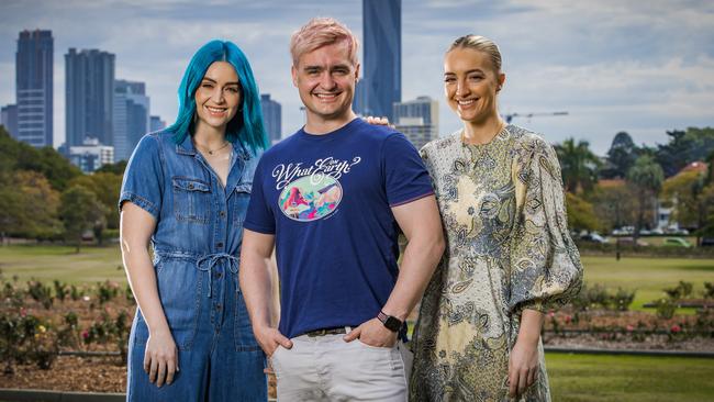 Amy with her siblings George and Emma from the band Sheppard before they headed overseas. Picture: Nigel Hallett