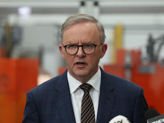 14/10/2022. Australian Prime Minister, Anthony Albanese, and the Minister for Industry and Science, Ed Husic, do a walk through and address at ABC Refinery, Pallion precious metals in Marrickville in Sydney. Emphasising during the press conference the value-add that ABC Refinery and  Pallion Group bring to the Australian economy. Britta Campion / The Australian