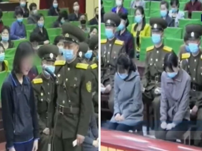 Disturbing footage shows North Korea officials humiliating teenage girls with public parade for watching K-drama