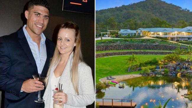 Mark Swanepoel, pictured with wife Sammi, and the lavish Bonogin estate for sale