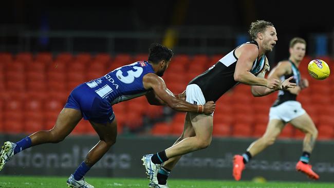 Trent McKenzie has become a lock for Port Adelaide in defence this season. Picture: Matt Roberts (Getty).