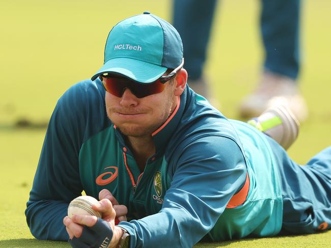 AHMEDABAD, INDIA - NOVEMBER 02: Steve Smith of Australia fields during an Australian training session at the Narendra Modi Stadium on November 02, 2023 in Ahmedabad, India. (Photo by Robert Cianflone/Getty Images)