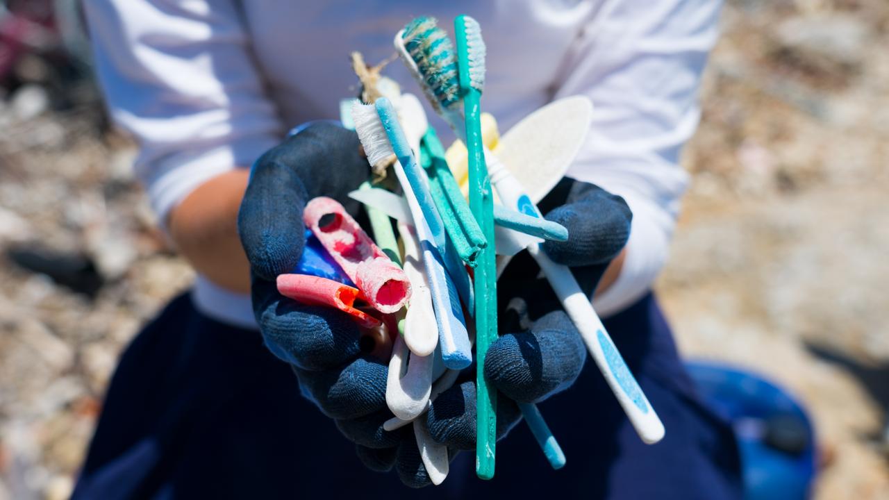 Toothbrushes and other random plastic found. Source: Sam Boynton for Corona/Parley/National Geographic