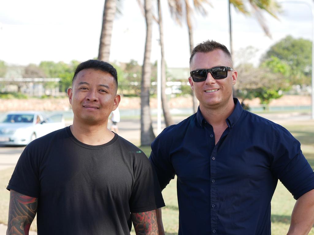 Pheaktra Ouk and Dean Bradford before the Battle on the Reef boxing at Townsville Entertainment and Convention Centre on October 8. Picture: Blair Jackson