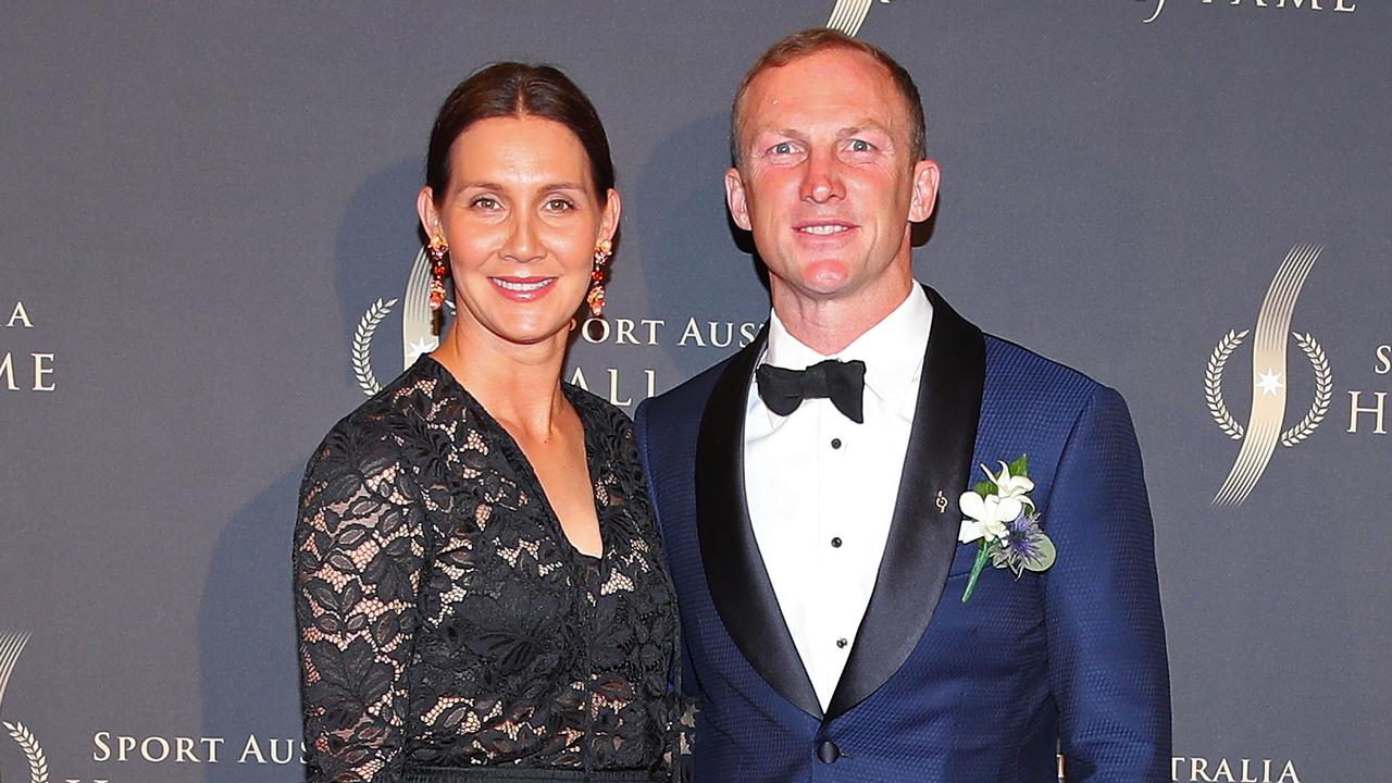 Darren Lockyer and wife Loren Pollock pictured at the Sport Australia Hall of Fame Gala Dinner in Melbourne.