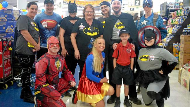 Glenmore Drakes superheroes: (back row) Chantelle Cooke, Scott Perel, Natalie Kluver, Carolyn Semple, Jasmine Rower, Matthew Hooper, Tyler Wessling, and (bottom) Jeff Nunn, Jocelyn Hare and Erin Marsh with 7 year old Kane Jones. Picture: Jann Houley