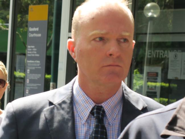 Tuggerah Lakes sergeant Matthew Kelly, 51, leaving Gosford Local Court after an earlier appearance. Picture: Richard Noone