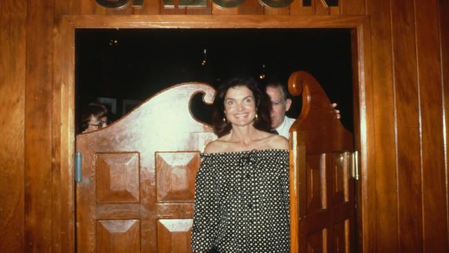 Jackie Kennedy Onassis attends the Save Grand Central even at the Oyster Bar in 1977. Picture: Getty Images