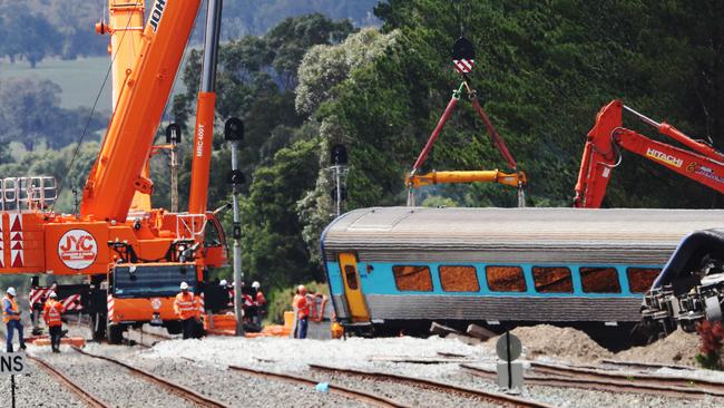 A train derailment near Wallan killed a train driver and pilot. Picture: David Crosling