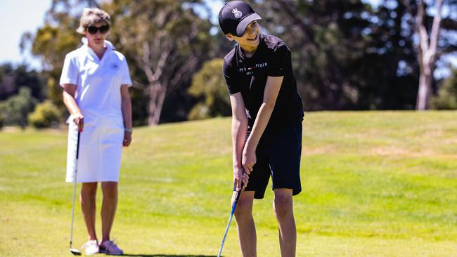 Michelle Anderson and son George who have recently signed up as members at Royal Hobart Golf Club. Picture: Linda Higginson