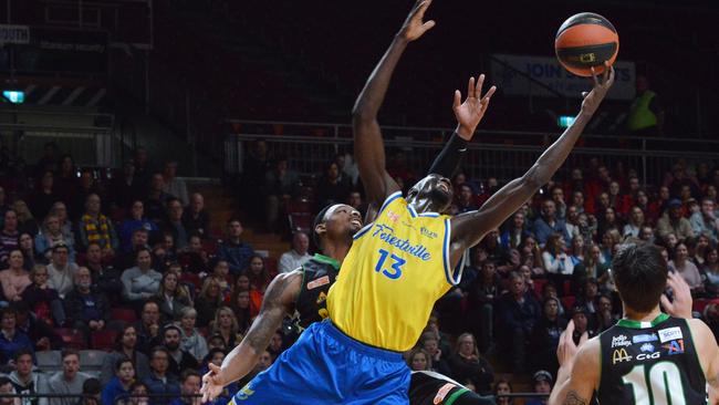 Majok Deng in action during last season’s grand final against Mount Gambier. Deng will not play for the Eagles in 2020. Picture: AAP/Brenton Edwards