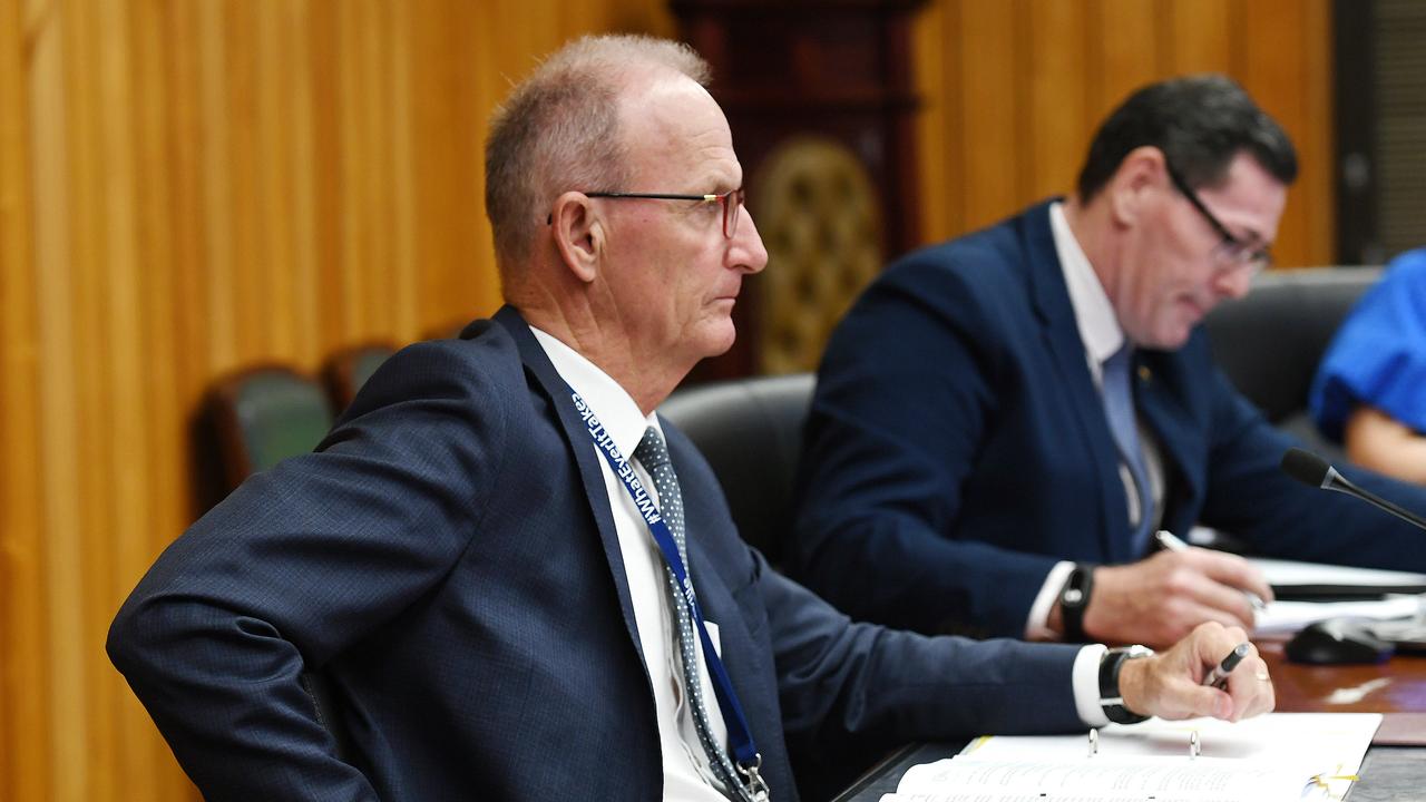 Chief executive Joe McCabe alongside the mayor Troy Thompson at an ordinary council meeting. Picture: Shae Beplate.