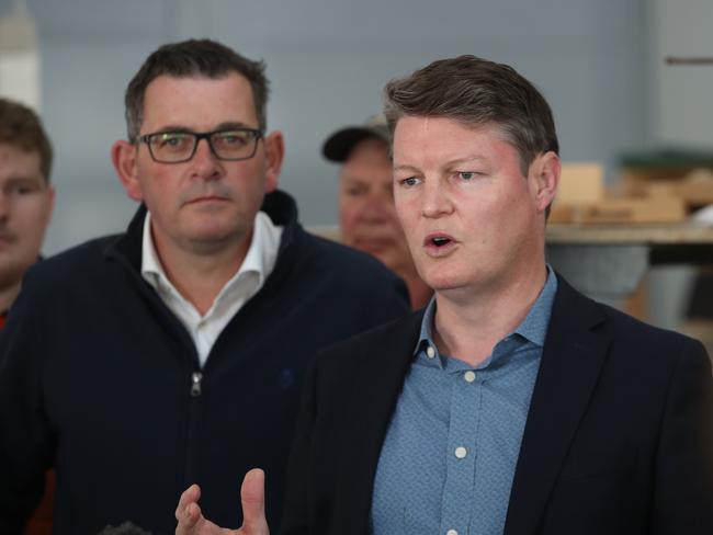 MELBOURNE, AUSTRALIA - NewsWire Photos, NOVEMBER 8, 2022. The Victorian Premier, Daniel Andrews, the Minister for Skills and Training, Gayle Tierney, and the Minister for Roads and Road Safety, Ben Carroll (pictured), make an announcement at the Gordon TAFE College in Geelong. Picture: NCA NewsWire / David Crosling