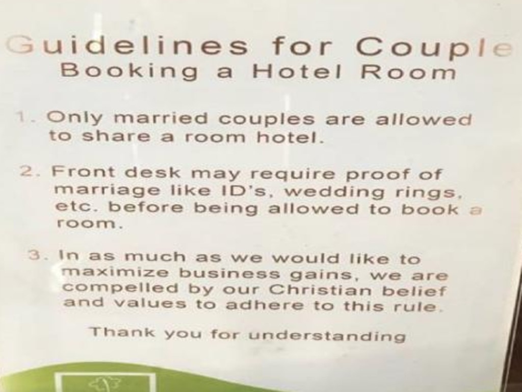 A hotel in Iloilo City, the Philippines, has gone viral on the internet for their stringent room-sharing policy.