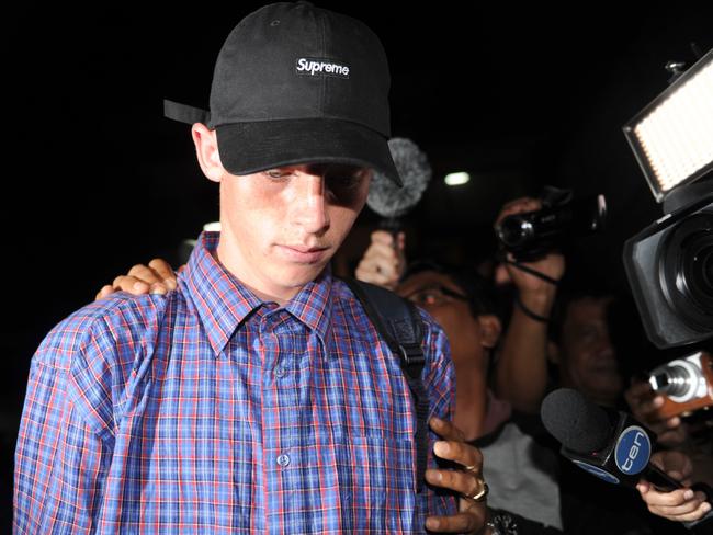 Australian teenager Jamie Murphy is released at a police station in Kuta, Bali. Picture: AFP PHOTO / SONNY TUMBELAKA