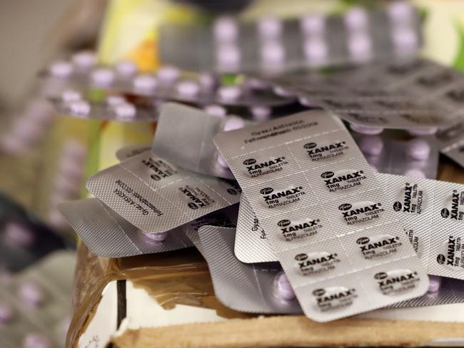 Seized packets of the tranquilizer Xanax on display at the Health Products Regulatory Authority (HPRA) Headquarters in Dublin after a Europe-wide Interpol-coordinated project called Pangea X. (Photo by Niall Carson/PA Images via Getty Images)