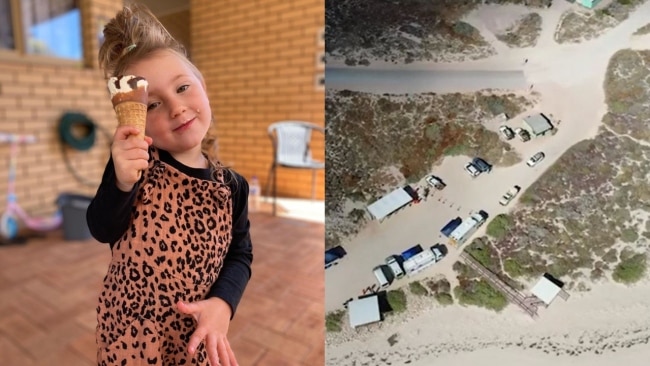 Cleo Smith (left) vanished from the Blowholes campsite (right) on October 16. She was found an hour away in Carnarvon on Wednesday