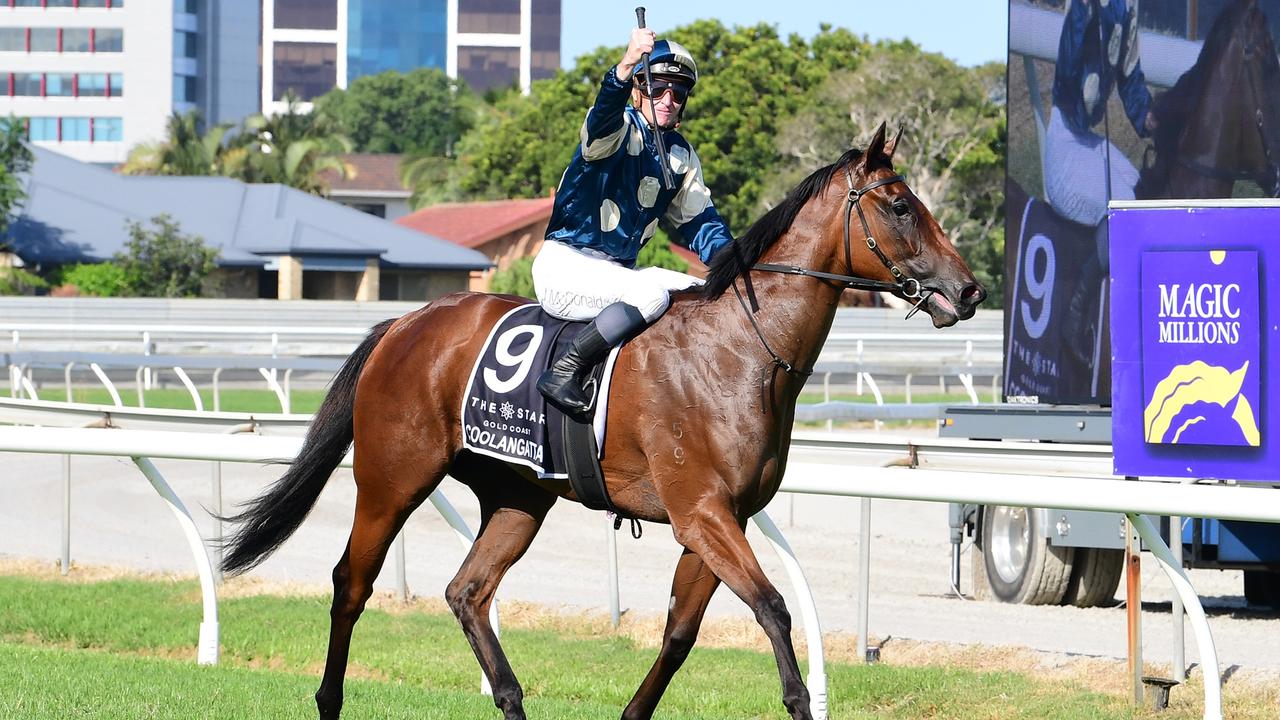 James McDonald returns on Coolangatta after winning the Magic Millions 2YO Classic. Picture: Grant Peters - Trackside Photography.