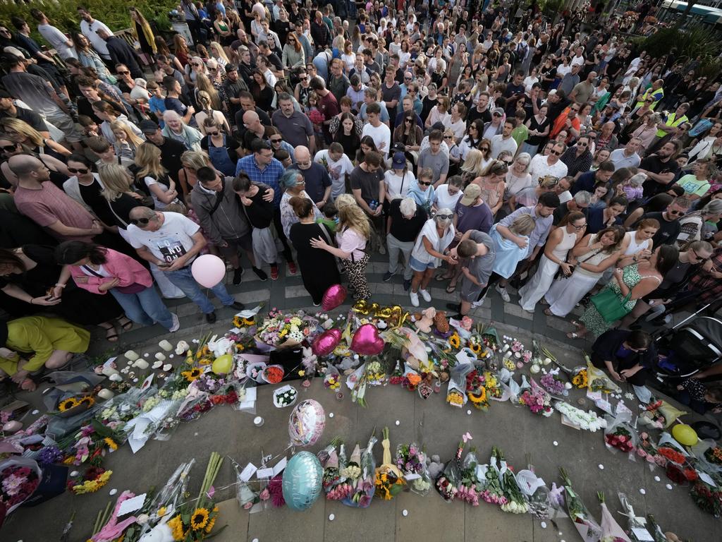 People left toys as well as flowers at a vigil for the child victims. Picture: Getty Images