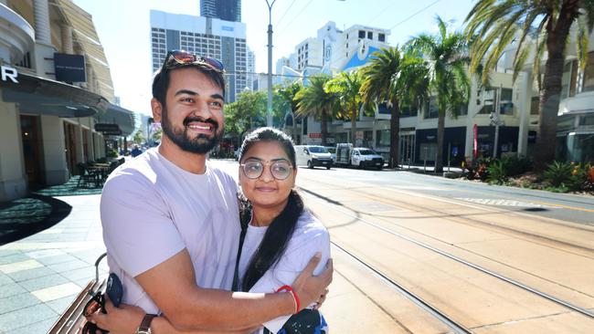 Sagar Gandhi and Shivani Modi enjoying the sunshine. Picture Glenn Hampson